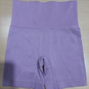 Colsie Ribbed High-Waisted Biker Shorts – Lavender XS
